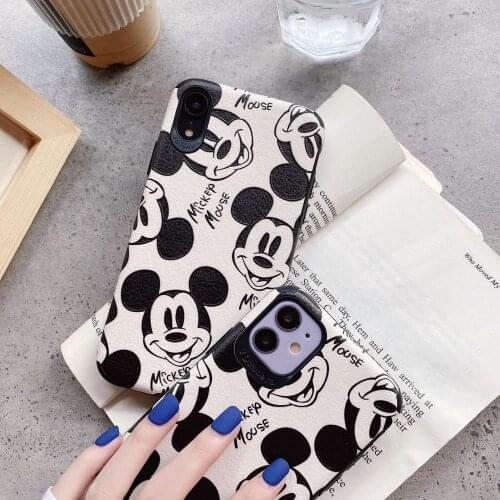 Disney iphone 11 12 retro Mickey version non-slip mobile phone case iphone XsMAX cartoon lambskin anti-fall mobile phone case