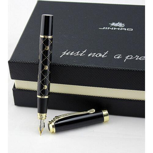Jinhao 500 Black Gold Carving Fountain Pens High Quality Nib luxury Ink Pen Business Office High end student Gift Feather Pen