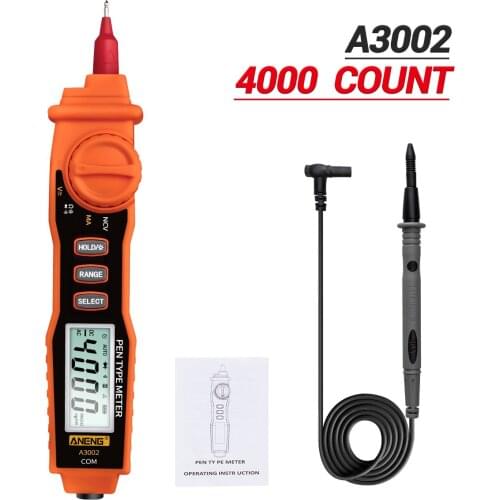 A3002 Pen Multimeter 4000 Counts Digital Multimeter Pen Non-contact Handheld OMH NCV DC/AC Tester Continuity Testing Tool