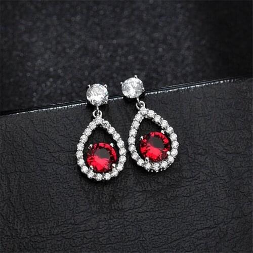 Korean Style Earrings For Women 2021 Trend Fashion Copper Green DIY Set 3A Vintage Zircon S925 Silver Needle Water Drop Jewelry