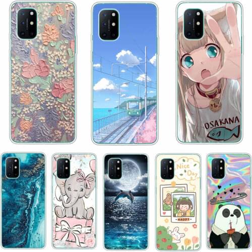Silicone Case For Oneplus 8T Soft TPU Flower Phone Case For One Plus 8T Coque Cover For Oneplus 8 T Bumper Funda