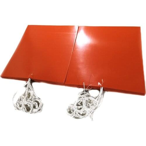 240V 1500W 500*550*1.5mm Silicone Heater for 3d printer adhesive 1 side 100k thermistor 1000mm lead wire