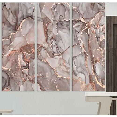 Nordic Grey Gold Alcohol Ink Pattern Canvas Paintings Abstract Marble Wall Art Prints Pictures Posters for Bedroom Home Decor