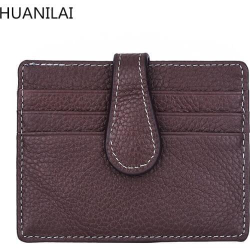 HUANILAI Card Bag Bank Card Package Coin Bag Card Holder 100% Genuine Leather Men Wallets Women Credit Card Holder Cover HS005