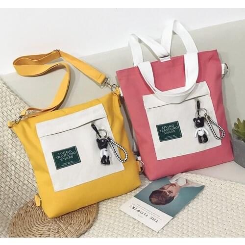 Handbags Shoulder Bags for Women 2020 Brand New Fashion Female Casual Cute Cartoon Canvas Messenger Bags Girls Corssbody Bags