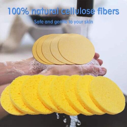 Portbale 50Pcs Facial Sponges Compressed Natural Wood Pulp Makeup Remover Pads Cosmetic Puff Facial Washing Sponge Skin Cleanser