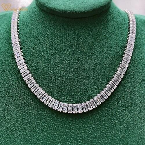 Wong Rain 100% 925 Sterling Silver Created Moissanite Gemstone Anniversary Party Unosex Full Diamond Necklace Fine Jewelry Gift