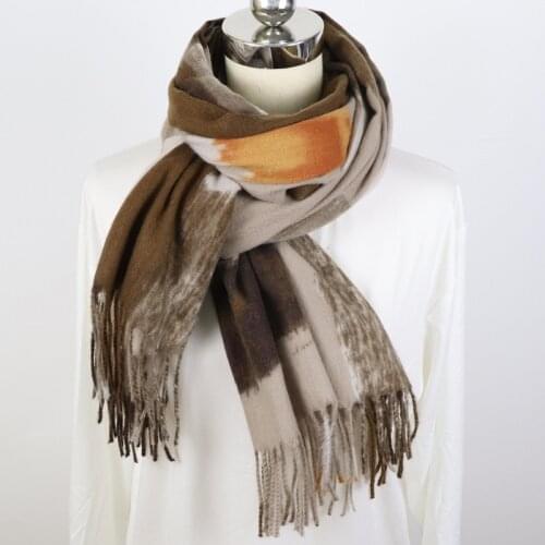 Womens Scarves Fashion Vintage Plaid Patchwork Winter Warm Shawls Soild Stitch Printing Button Wrap Soft Casual Warm Scarves