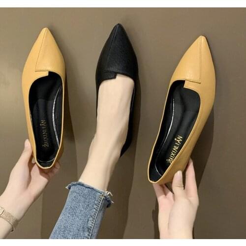 Single Shoes Womens Flat Bottom 2021 New Retro All-match Soft Bottom Four Seasons Shoes Pointed Shallow Comfortable Work Shoes
