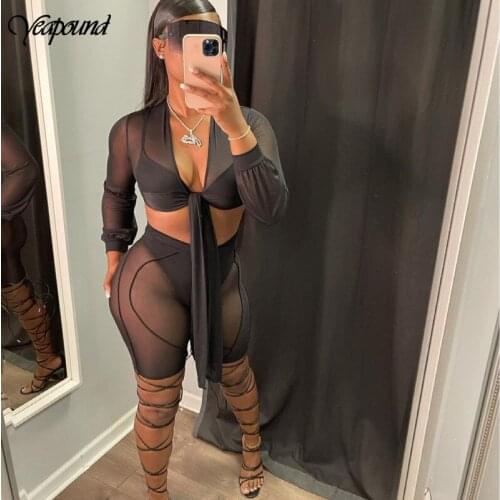 Deep V Neck 4 Pieces Outfits Bandage Bow Tie Sexy Blouse Top High Waist Skinny Shorts Women Party Shorts Sets