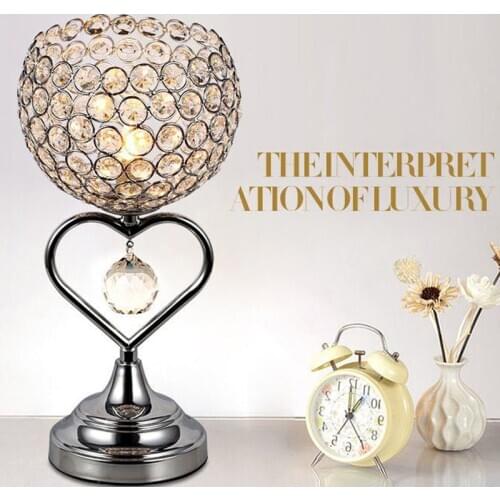 1Pc Creative Crystal Table Lamp Romantic Heart-shaped Desk Light Bedroom Reading Light