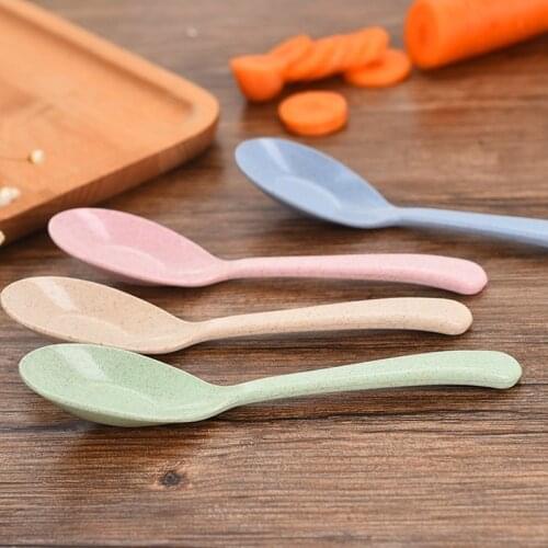 1PCS Wheat Straw Spoon Environmentally Friendly Tableware Childrens Spoon Anti-scalding Household Portable Kitchen Accessories