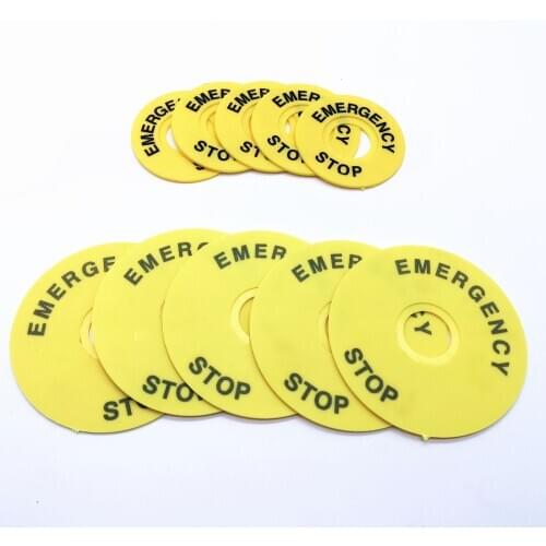 10pcs/lot 22mm Mounting Hole Emergency Stop Button Switch Alarm Ring Yellow Sign outside Diament 60mm 90mm