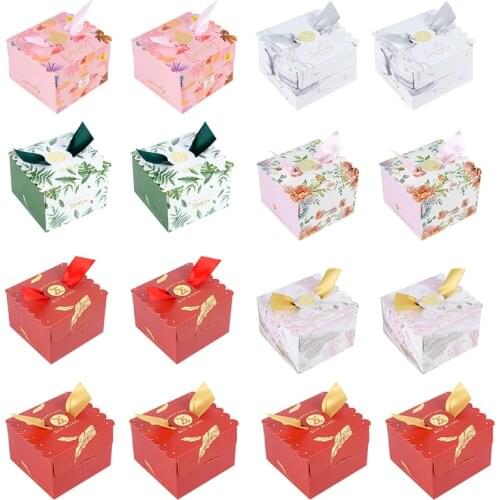 10PCS 6.5x6.5x4.5cm Mini Candy Boxes Wedding Gift Box Baby Shower Favors Birthday Party Christmas Supplies Paper Chocolate Boxes