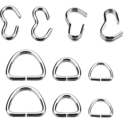 100 pieces Loops Jump Ring Bracelet Necklace Making Connector Stainless Steel B-Shape Clasps Charms Bracelet Jewelry DIY