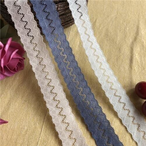 2.5cm S2544 pandex Lace Elastic Crafts Sewing Ribbon White Black Stretch Lace Trimming Fabric Knitting Material DIY Garment