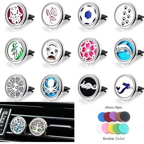 Aromatherapy Essential Oil Diffuser Car Vent Clip Stainless Steel Magnetic Perfume Aroma Locket Pendant Air Freshener