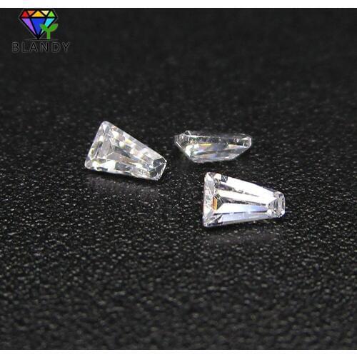 White Cubic Zirconia Stone Free Shipping AAAAA Quality 2x1.5x1mm-5x3x2mm Trapezoid Shape Machine Cut Synthetic CZ For Jewelry