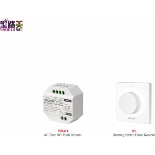 Miboxer 110V-220V AC Triac RF + Push Dimmer RF wireless Push dimming / K1 Rotating switch Panel Remote For single color Lights