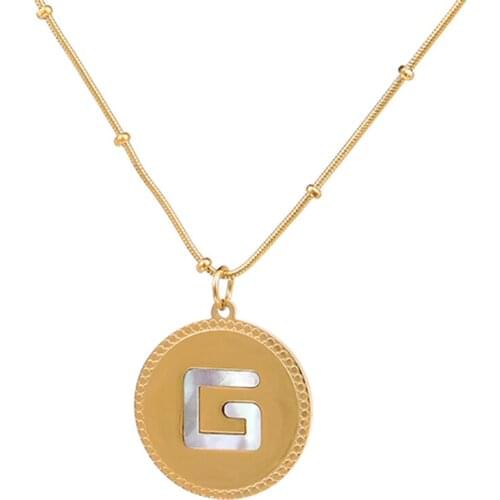 ZHINI Boho Gold Color Chain Handmade Choker Necklaces for Women Punk Geometric Circle Letter G Pendant Necklace Jewelry collares