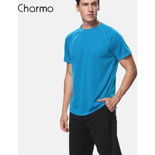 Charmo Men Dry-Fit Shirts Men Solid Color Shirt UV-Protection Mens Rash Guard UPF 50+ Beach Wear Sports wear Surfing