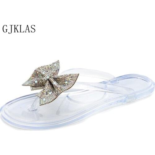 Flip Flops Women Big Bow Shoes Size 42 Beach Slippers Women Summer Fashion Outdoor Slippers Female Shoes PVC Slippers Comfort