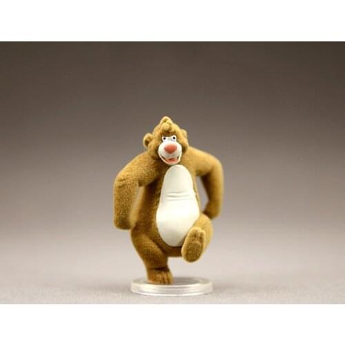 Disney Anime The Jungle Book Action Figure Toys 6cm Baruch The Bear Flocking Action Figure Doll Toys Gift for Kids Girls