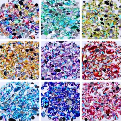 DIY Gold Rhinestones Crystal Clear AB Non Hotfix Flatback Nail Rhinestones for Clothes Nails 3D Art Wedding Decoration