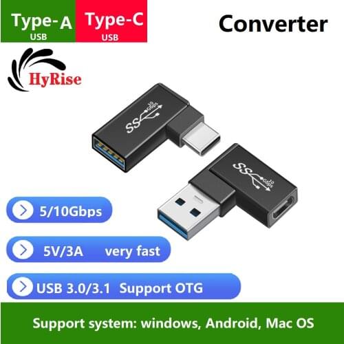 USB A TO Type-C Elbow converter Type A to Type C Adapter USB A TO USB C Connector 90 Degree