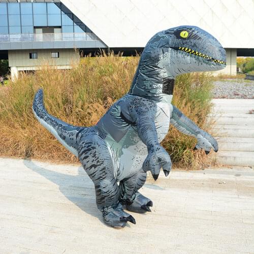 Halloween Velociraptor Inflatable Cosplay Costume Tyrannosaurus Rex Dinosaur Model Mascot Cartoon Action Figure for Men Woman