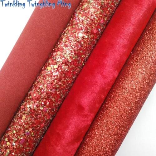 RED Glitter Fabric, Suede Faux Fabric, Velvet Fabric Sheets For Bow A4 21x29CM Twinkling Ming XM735
