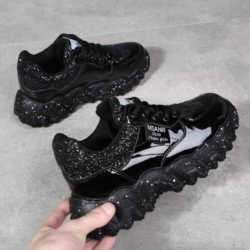 Large size womens shoes spring and autumn new fashion trend thick-soled increased sneakers low-top lace-up casual shoes