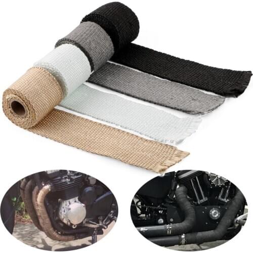Exhaust Header Pipe Tape 50mm x 1.5m Heat Insulating Wrap Insulation Tape Anti-hot Glass Fiber