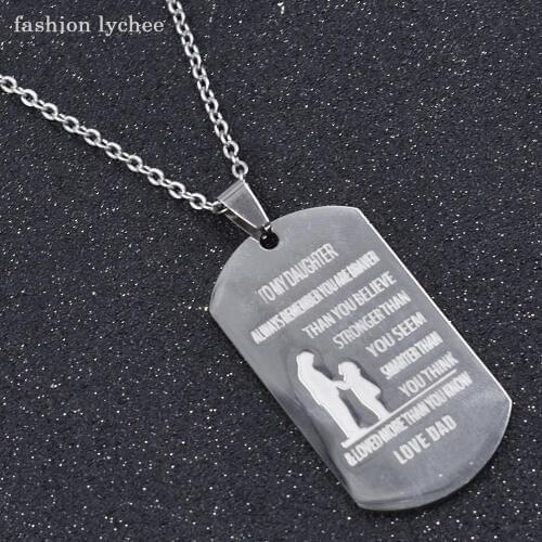 Fashion lychee To My Daughter Stainless Steel Pendant Necklace Father And Daughter Pattern Girls Necklace Jewelry