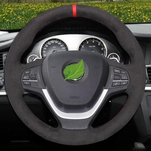 Soft Black Suede For Non-slip Car Steering Wheel Cover BMW F20 2012-2018 F45 2014-2018 F30 F31 F34 2013-2017 F32 F33 F36 Kit