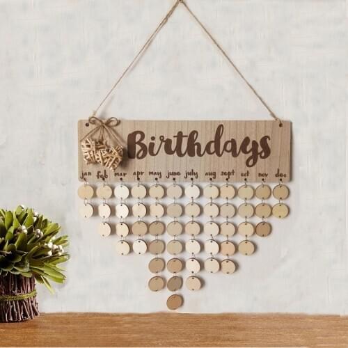 Chritsmas Birthday Special Days Reminder Board Home Hanging Decor Wooden Calendar Board Hanging Ornament New Year Decoration