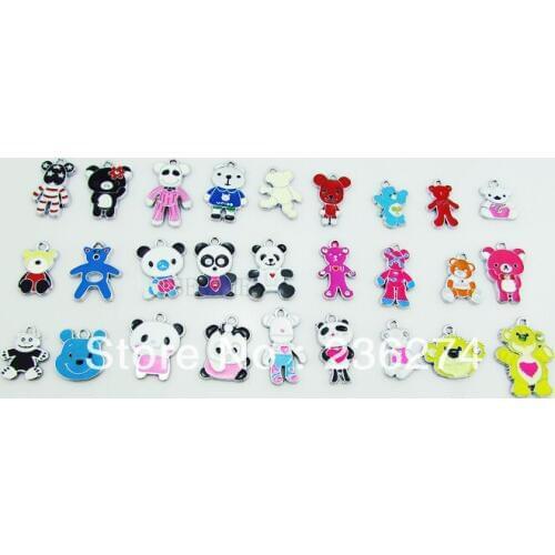 M24 Wholesale Mix 100Pcs Alloy Metal Enamel Bear Charms DIY hang pendant accessories bead