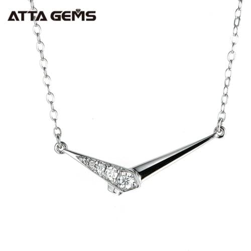 ATTAGEMS S925 Silver Excellent Cut 0.5-1 ct Good Quality Pass Diamond Test Moissanite Pendant Necklace Classic Wedding Chain