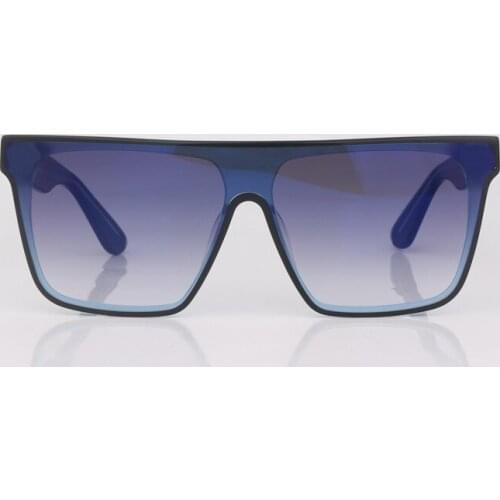 Falt top square shield transparent frame sunglasses for men classic style grey lens