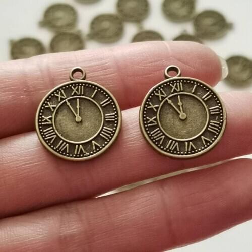 Hot Sale 17*20mm Antique Bronze Plated Zinc Alloy Clock Charms Pendants For DIY Jewelry Making Findings