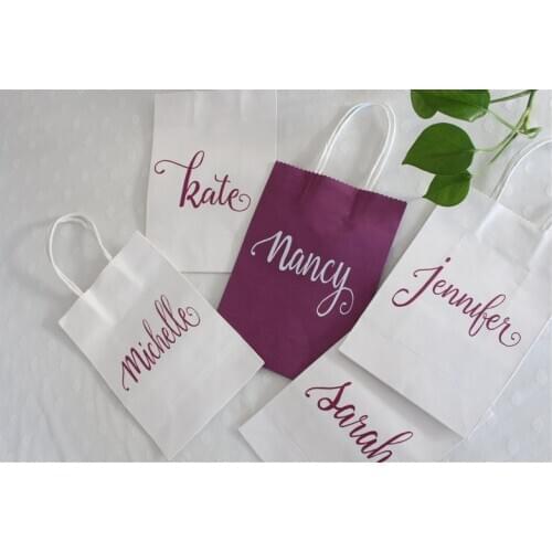 Custom names colors wedding gift bags, Bridesmaid Gift Bags, Bachelorette Party bags, Bride tribe gift bags, Wedding paper bags