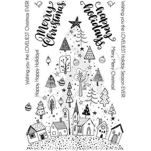Christmas Tree Transparent clear stamp for DIY Scrapbooking/Card Making/Kids Christmas Fun Decoration Supplies