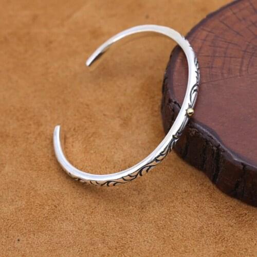 Real Solid 925 Sterling Silver women sun cuff Bracelet Jewelry A5142