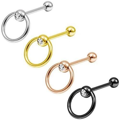 1Pcs The latest Fashion Style and Drill Pipe and Breast Long Ear Bones Tongue Stud Stainless Steel Body Piercing Jewelry
