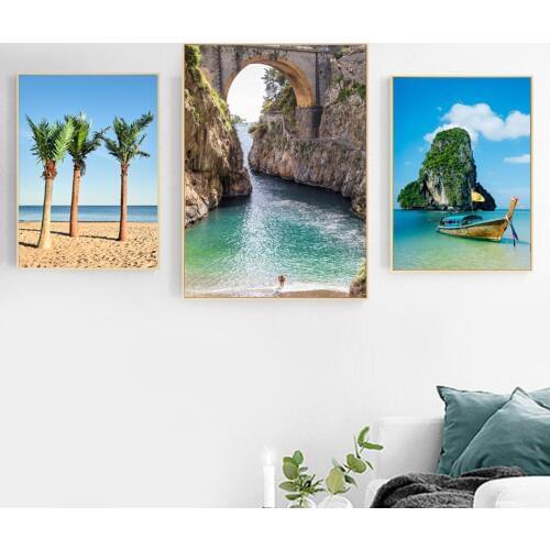 Sunny Beach Hawaii Landscape Canvas Painting Hd Print Modern Home Decoration Posters Wall Art Picture for Living Room No Framed