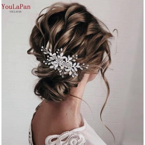 TOPQUEEN HP343 Silver Wedding Hair Accessories Flower Hair Comb Rhinestone Headband Bridal Tiara Headband Women Hair Jewelry