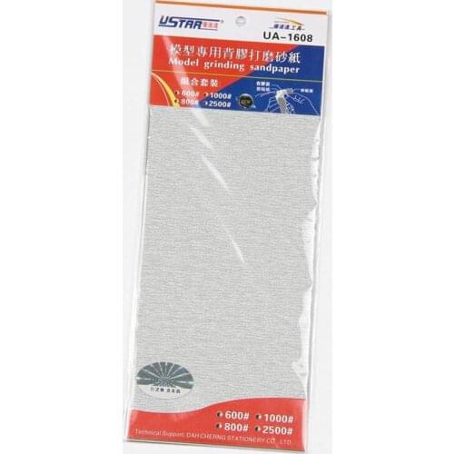 U-STAR UA-1608 Self-Adhesive Sandpaper Sheets (4pcs: 600#, 800#, 1000#, 2500#,)