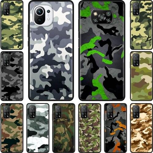 Military Camouflage For Xiaomi Mi Poco X3 NFC 10T Pro Note 10 Lite 9T Soft Phone Bumper Case M3 11 F3 CC9e F1 Shockproof Cover
