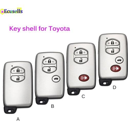 Replacement 2/3/4 button remote key case fob for Toyota Land Cruiser Prado 2010-2015 with uncut insert key