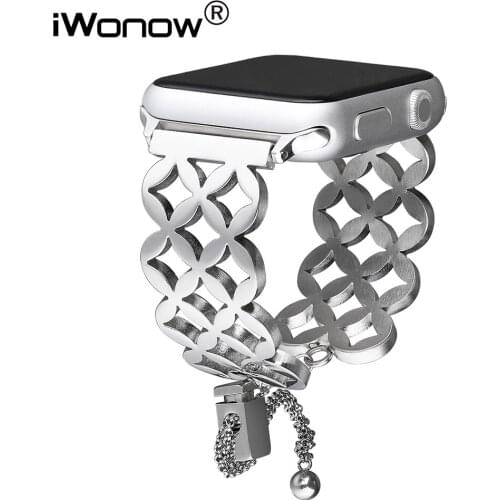 Women Bling Stainless Steel Watchband for iWatch Apple Watch 44mm 40mm 42mm 38mm Series 5 4 3 2 1 Feminine Band Wrist Strap Belt